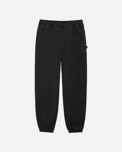 Black Men's Stussy Pigment Dyed Fleece Pants | AU0000567