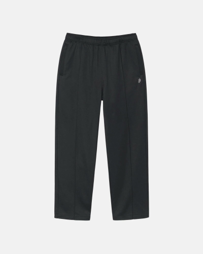 Black Men's Stussy Poly Track Pants | AU0000999