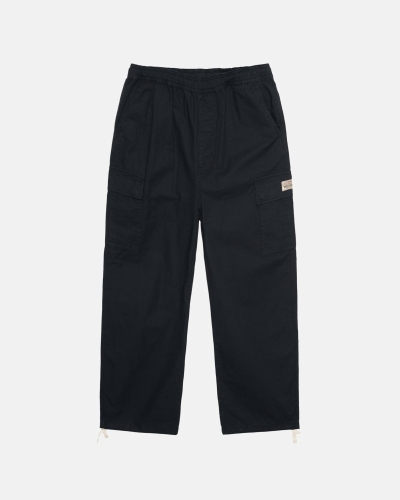 Black Men's Stussy Ripstop Cargo Beach Pants | AU0000587