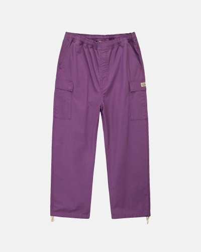 Black Men's Stussy Ripstop Cargo Beach Pants | AU0000588