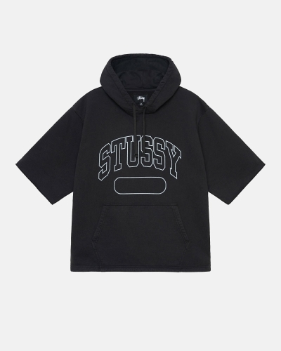 Black Men's Stussy Ss Boxy Cropped Hoodies | AU0000071