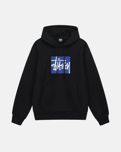 Black Men's Stussy Stock Box Hoodies | AU0000075