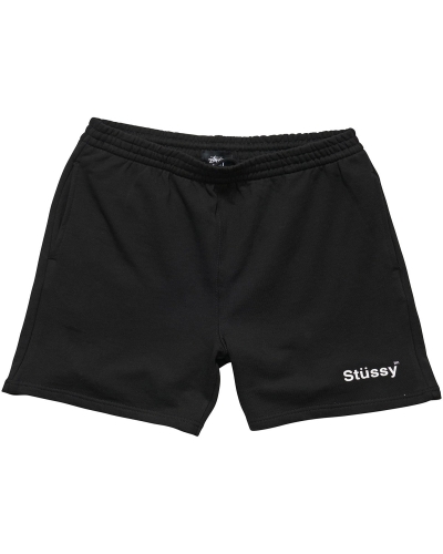 Black Men's Stussy Text Fleece Short Sportswear | AU0000791