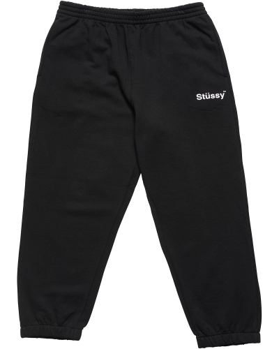 Black Men's Stussy Text Fleece Track Pants | AU0001005