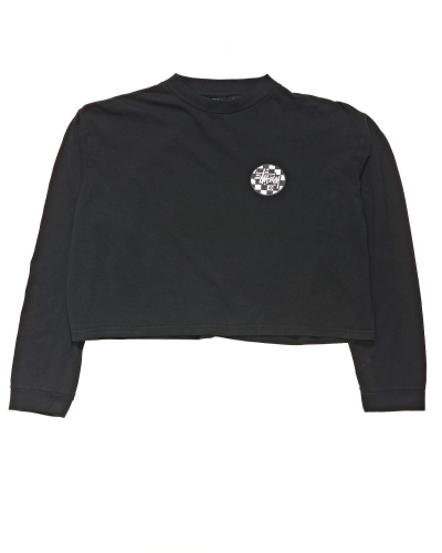 Black Women's Stussy Chequer Dot LS Boxy Sweatshirts | AU0000896