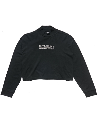 Black Women's Stussy Design Corp. Mock Neck LS Sweatshirts | AU0000912