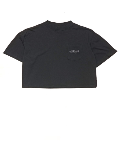 Black Women's Stussy Designs Pocket Boxy T Shirts | AU0000153