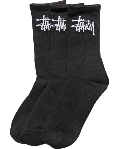 Black Women's Stussy Graffiti Crew (3 Pack) Socks | AU0000730