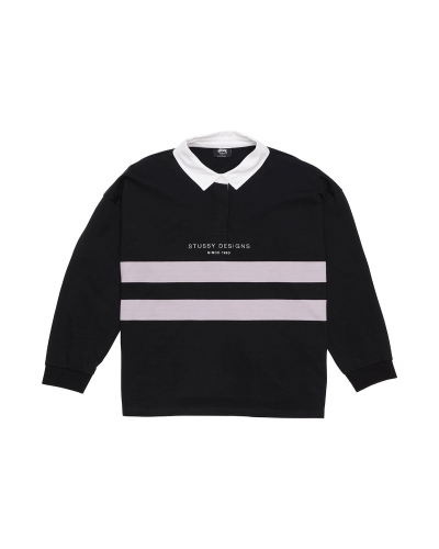 Black Women's Stussy Howard Rugby Sweatshirts | AU0000928