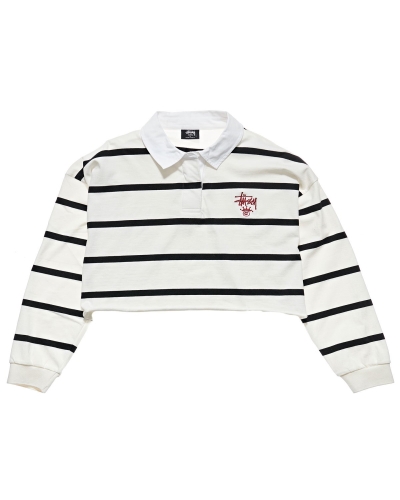 Black Women's Stussy Monaco Stripe Rugby Shirts | AU0000326