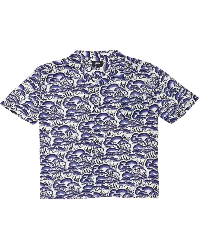 Blue Men's Stussy Coral Pattern SS Shirts | AU0000301