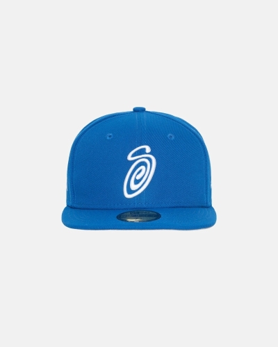 Blue Men's Stussy Curly S 59Fifty New Era Caps | AU0000432