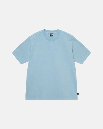 Blue Men's Stussy Heavyweight Pigment Dyed Crew T Shirts | AU0000205