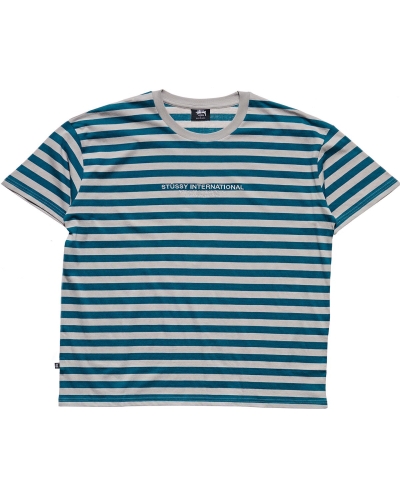 Blue Men's Stussy International Stripe SS T Shirts | AU0000226