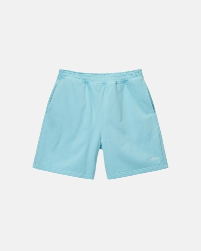 Blue Men's Stussy Overdyed Stock Logo Shorts | AU0000656