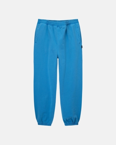 Blue Men's Stussy Pigment Dyed Fleece Pants | AU0000578