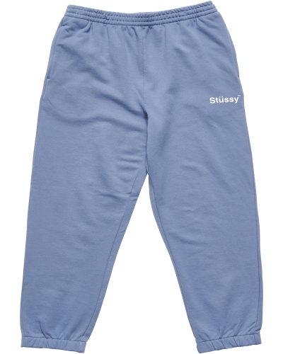 Blue Men's Stussy Text Fleece Track Pants | AU0001006