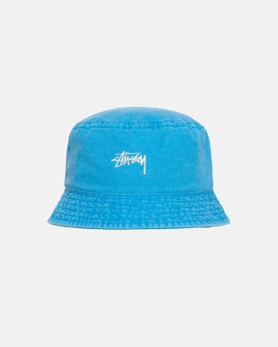 Blue Men's Stussy Washed Stock Bucket Hats | AU0000510