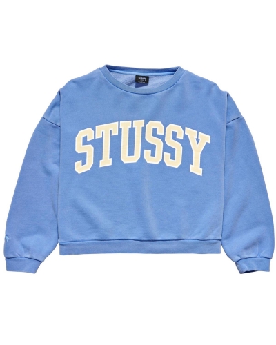 Blue Women's Stussy Campus OS Crew Sweaters | AU0000821