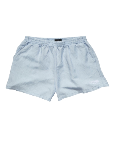 Blue Women's Stussy Designs Linen Short Shorts | AU0000640