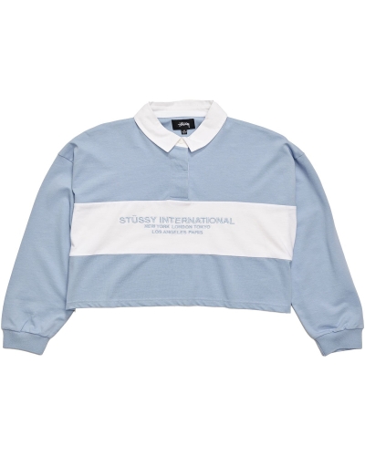 Blue Women's Stussy INT. Panelled Rugby Sweatshirts | AU0000929