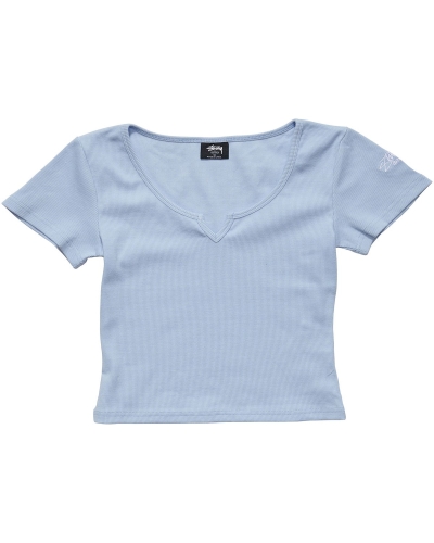 Blue Women's Stussy Mission Rib Insert T Shirts | AU0000246