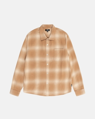 Brown Men's Stussy Bay Plaid Shirts | AU0000295