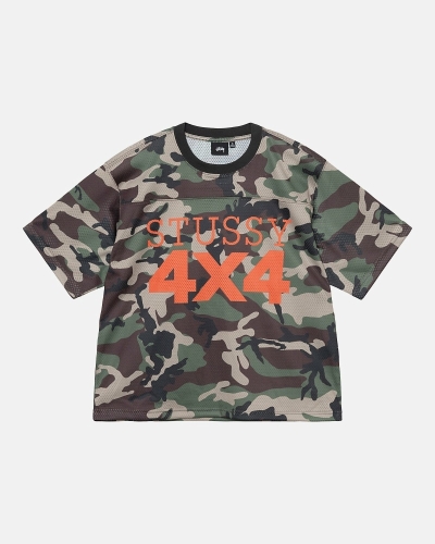 Camo Men's Stussy 4X4 Mesh Football Jersey T Shirts | AU0000092