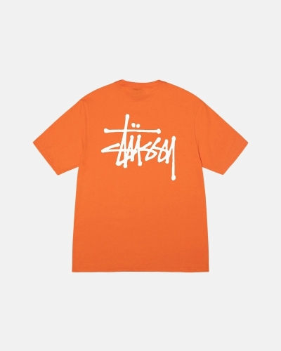 Coral Men's Stussy Basic T Shirts | AU0000110