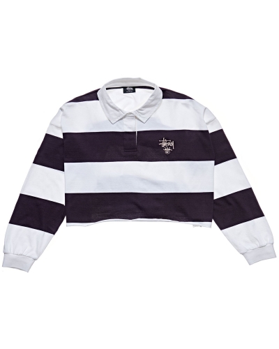 Dark Purple Women's Stussy Monaco Stripe Rugby Sweatshirts | AU0000943