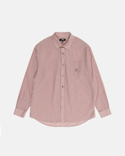 Dark Red Men's Stussy Lightweight Classic Shirts | AU0000319