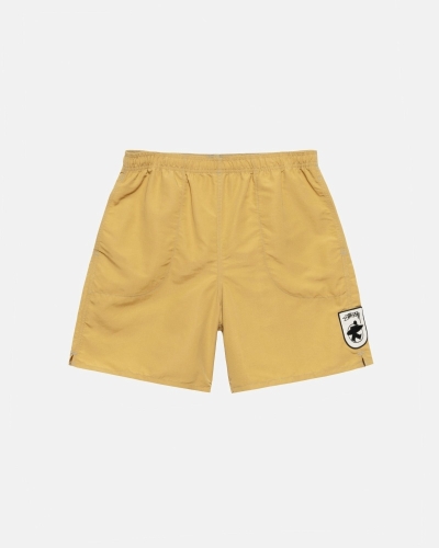 Dark Yellow Men's Stussy Surfman Patch Shorts | AU0000705