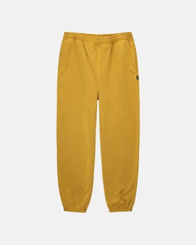 Gold Men's Stussy Pigment Dyed Fleece Pants | AU0000572