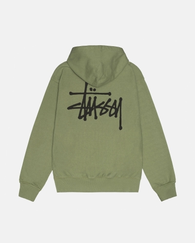 Green Men's Stussy Basic Pigment Dyed Hoodies | AU0000013