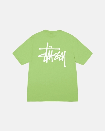 Green Men's Stussy Basic T Shirts | AU0000108