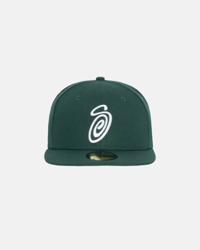 Green Men's Stussy Curly S 59Fifty New Era Caps | AU0000430