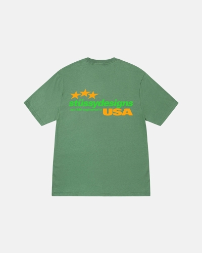 Green Men's Stussy Designs USA T Shirts | AU0000157