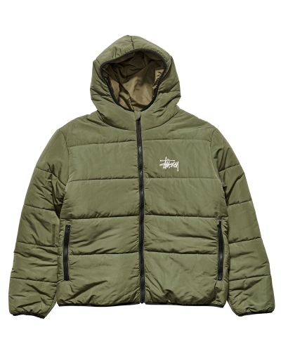 Green Men's Stussy Graffiti Lightweight Puffa Jackets | AU0000341