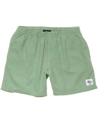 Green Men's Stussy Grid Seersucker Beach Shorts | AU0000644