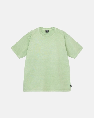 Green Men's Stussy Heavyweight Pigment Dyed Crew T Shirts | AU0000194