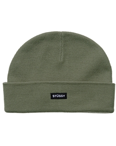 Green Men's Stussy Logo Badge Cuff Beanie Hats | AU0000472