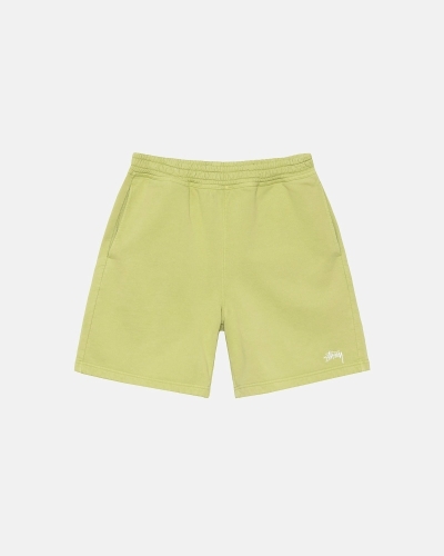 Green Men's Stussy Overdyed Stock Logo Shorts | AU0000657