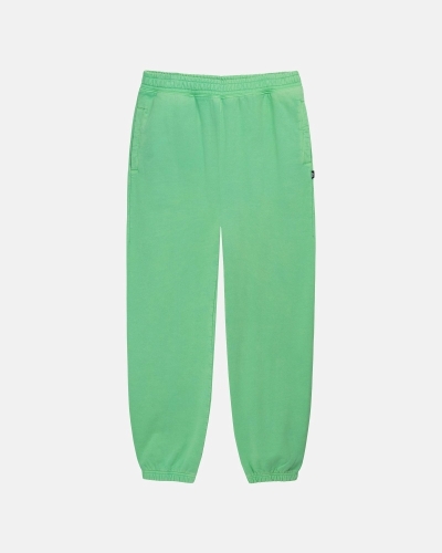 Green Men's Stussy Pigment Dyed Fleece Pants | AU0000570