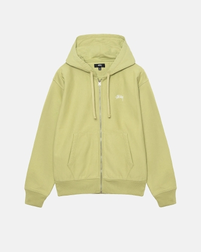 Green Men's Stussy Stock Logo Zip Hoodies | AU0000081