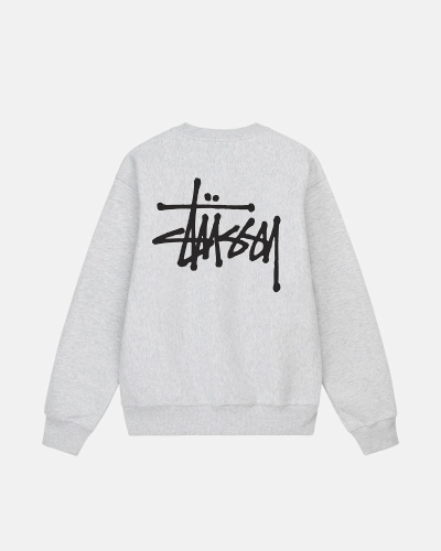 Grey Men's Stussy Basic Crew Hoodies | AU0000006