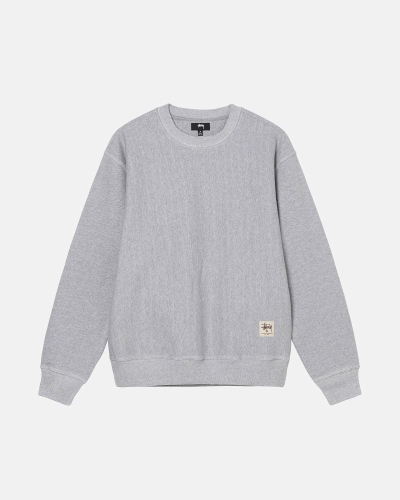 Grey Men's Stussy Contrast Stitch Label Crew Hoodies | AU0000030