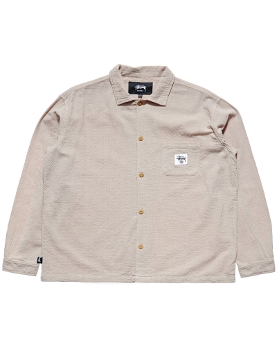 Grey Men's Stussy Grid Seersucker LS Shirts | AU0000310