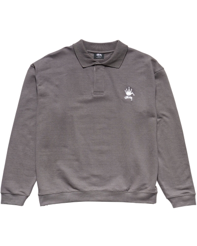 Grey Men's Stussy Polo Fleece Shirts | AU0000332