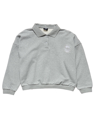 Grey Women's Stussy Graffiti OS Fleece Polo Sweaters | AU0000839