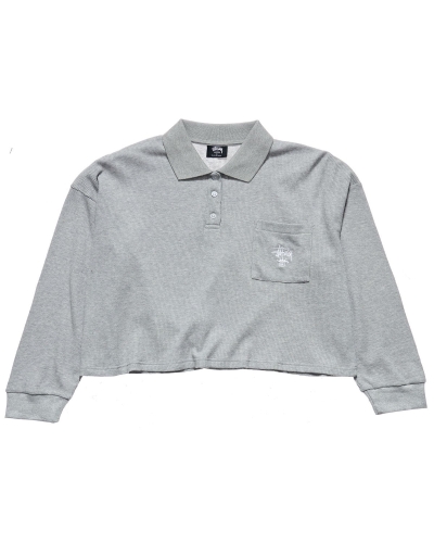 Grey Women's Stussy Owens Waffle Henley Sweatshirts | AU0000945